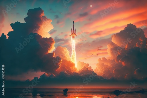 Rocket Launching during Sunset Wallpaper