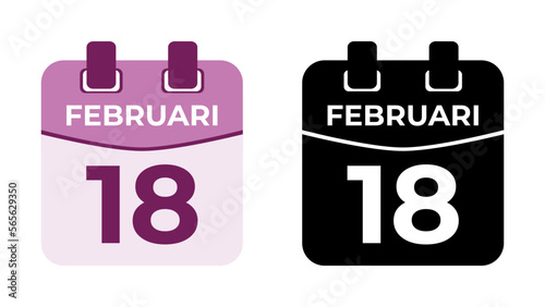 February 18 flat daily spiral calendar icon date vector image in matching color scheme. Suitable and perfect for design material, such as event or reminder. The best editable graphic resources.