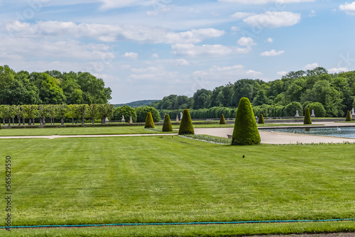 Beautiful Public Park near Palace of Fontainebleau (Chateau de Fontainebleau, 1137) - one of largest old French royal chateaux in suburban of Paris (55 kilometres). Fontainebleau, France. photo
