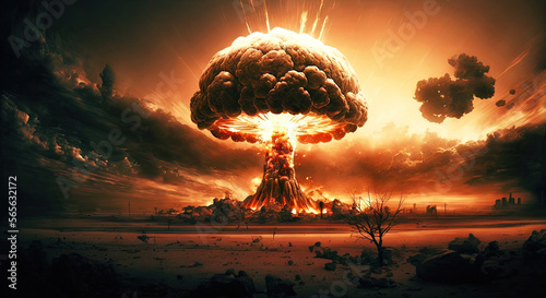 Nuclear Explosion Mushroom Cloud  - Generative AI photo