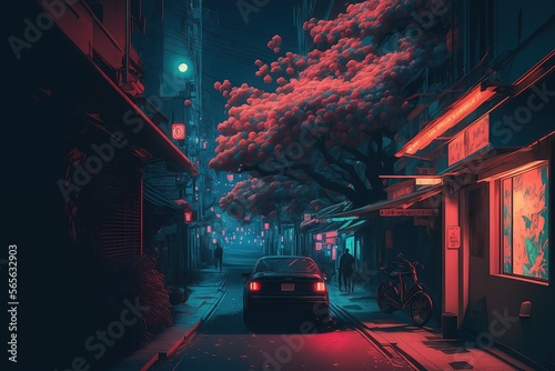 Tokyo at night, street , lo-fi, retro vibes