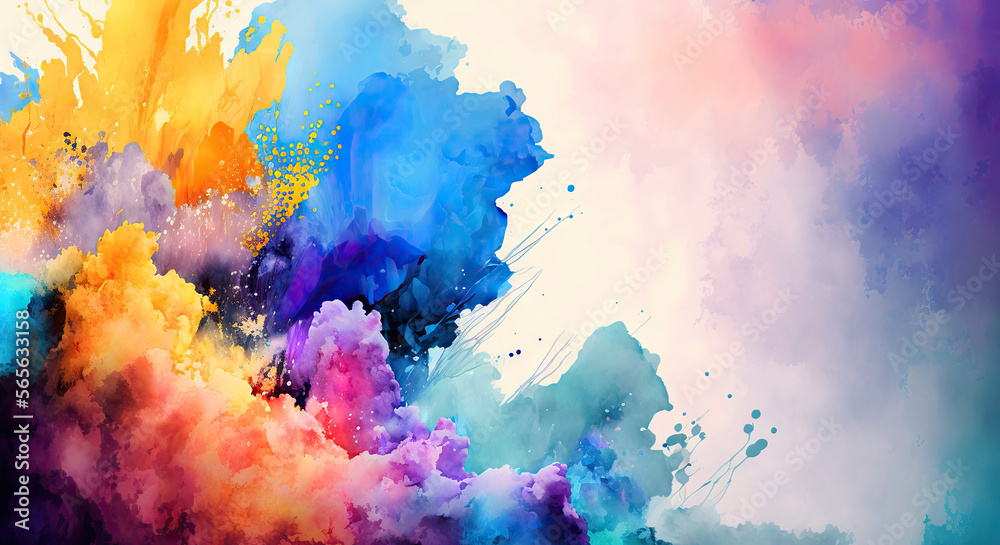 Watercolor Background Colorful Vibrant  - Generative AI
