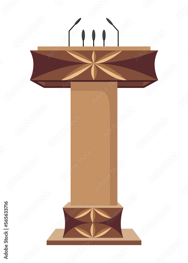Tribune. Stand or debate podium with microphone for speech. Rostrum for business presentation or conference speech tribune. Empty platform for speakers Tribune. Stand or debate podium with microphone for speech. Rostrum for business presentation or conference speech tribune. Empty platform for speakers