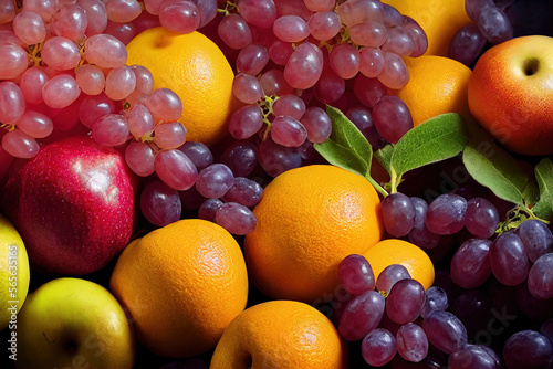 Professional photography of fruit  wine  orange  apple  leave  Generative AI
