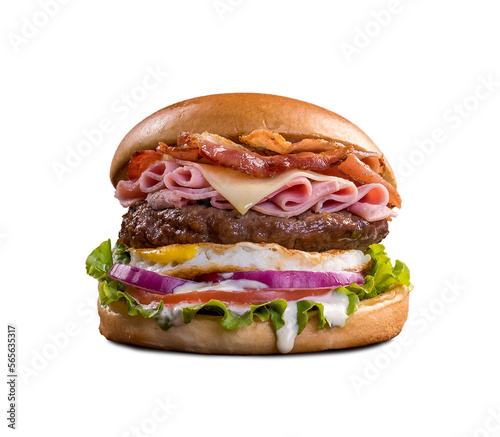 fresh tasty burger isolated on transparent background	