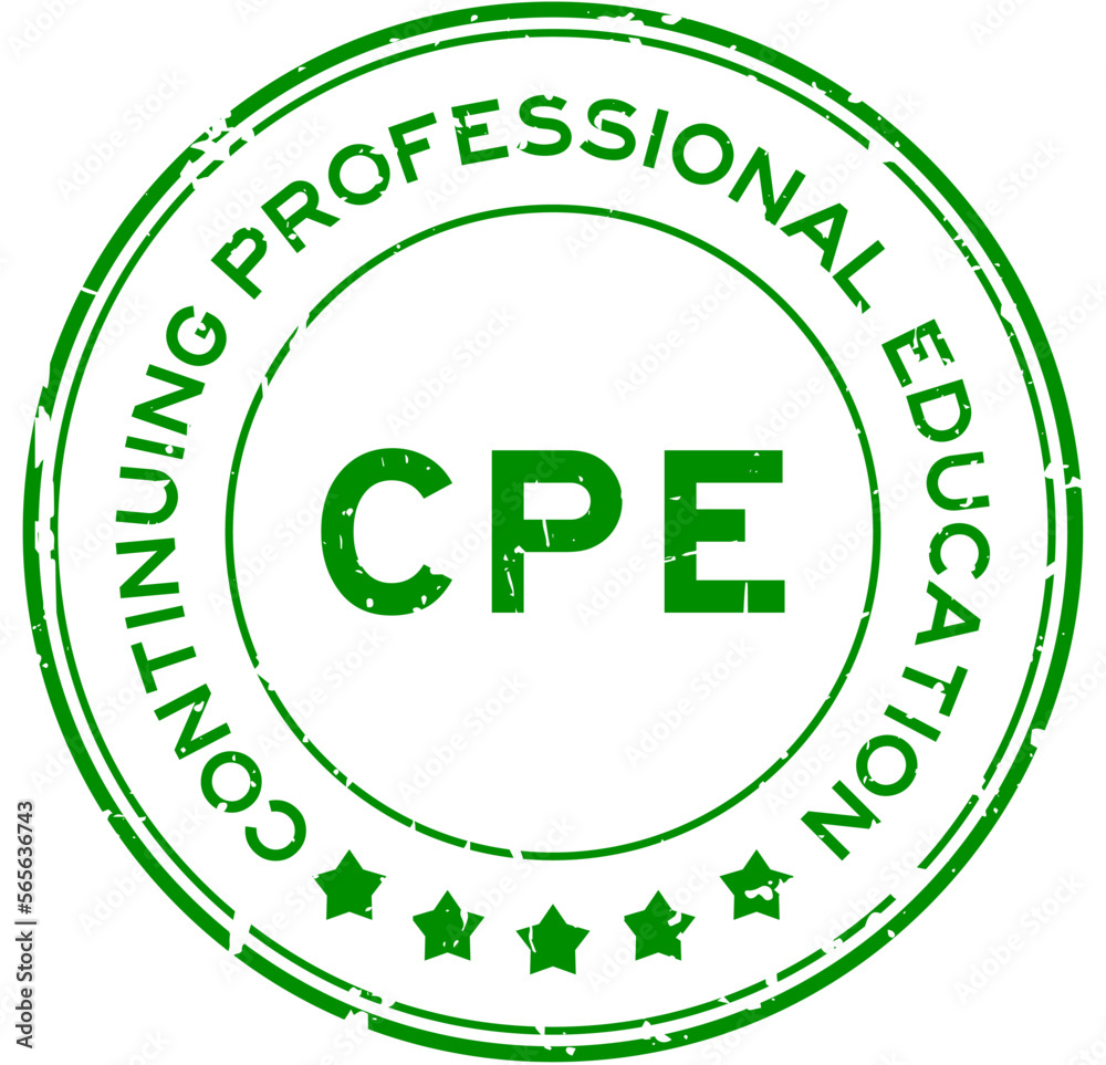 Grunge green CPE Continuing professional education word round rubber seal stamp on white background Grunge green CPE Continuing professional education word round rubber seal stamp on white background
