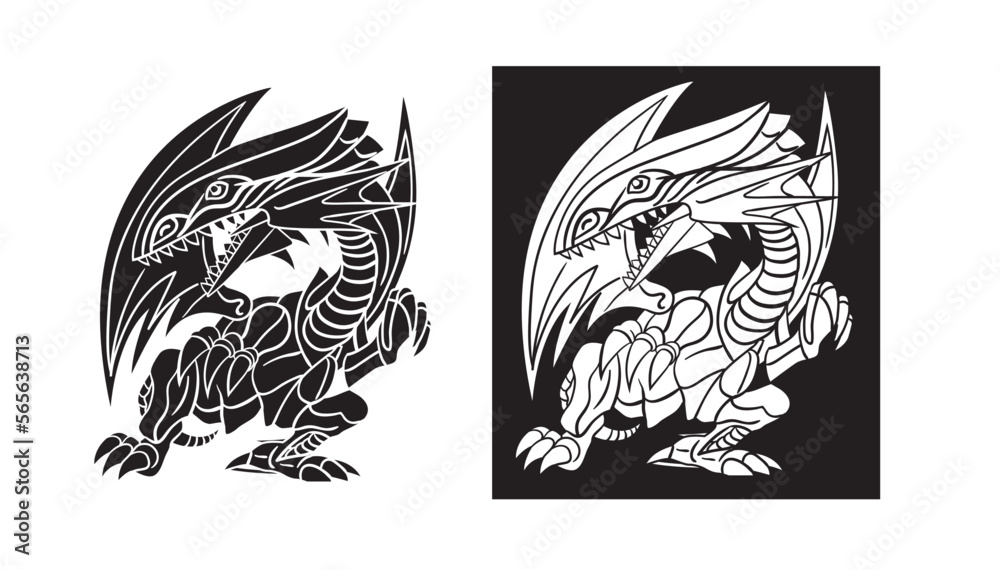 Blue eyes white dragon illustration from Yu Gi oh Stock Vector | Adobe