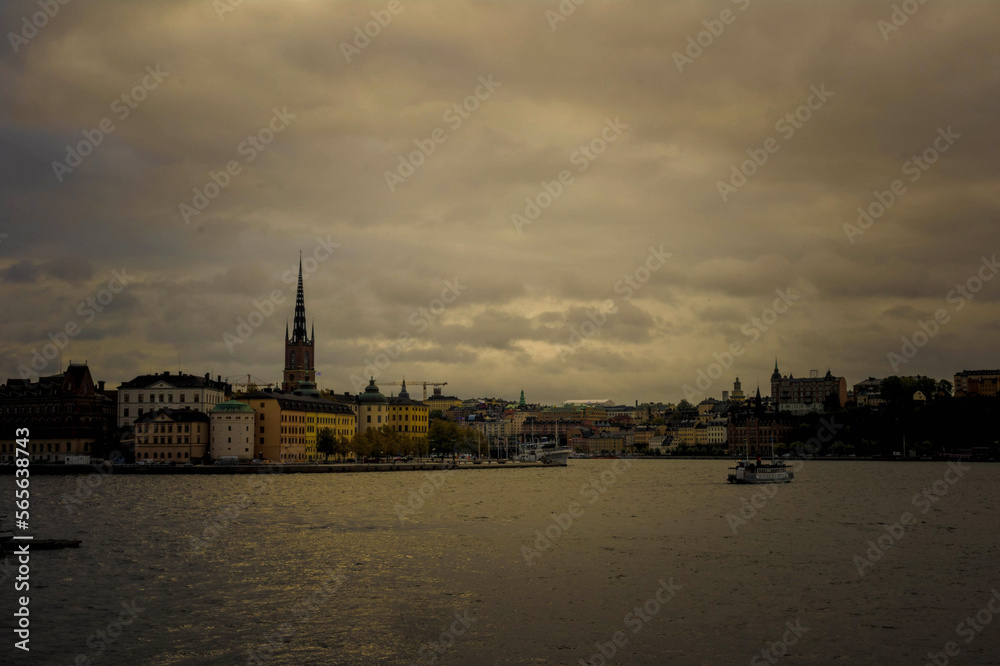Fototapeta premium view of the skyline of stockholm from kungsholmen