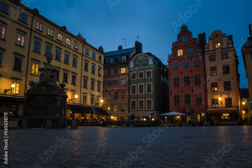 stortorget square in stockholm at twilight