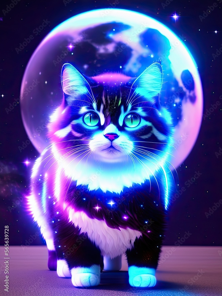 Fototapeta premium A cat in space. Space cat