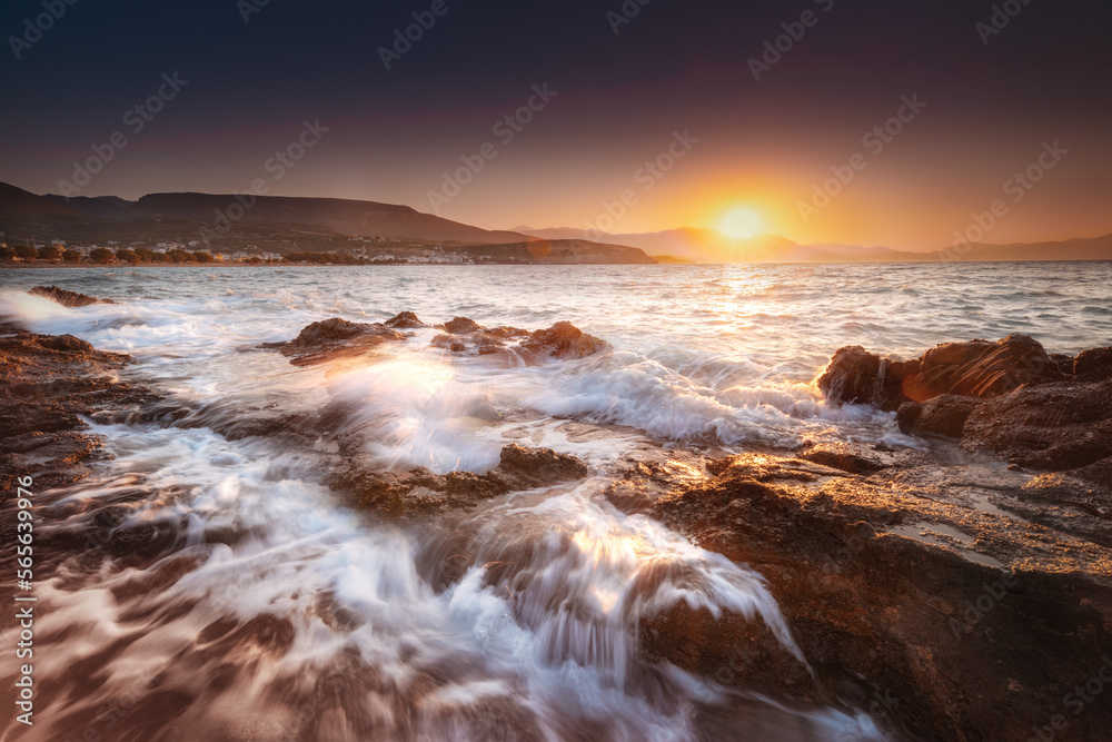 Kreta, zachód słońca, morze