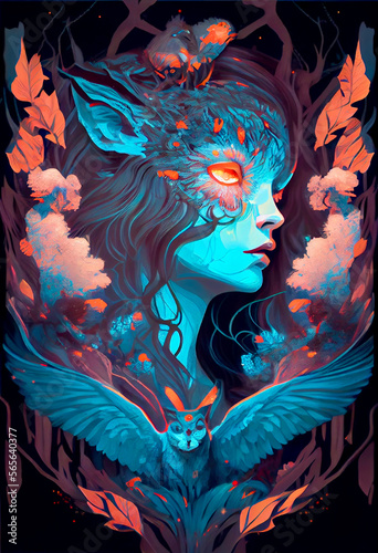 Generative AI abstract render of a celestial fantasy goddess