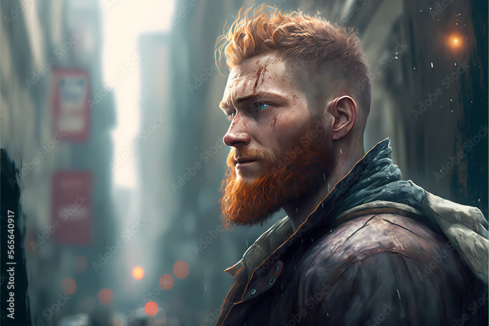 Red haired bearded men in an apocalyptical setting made by Generative ...
