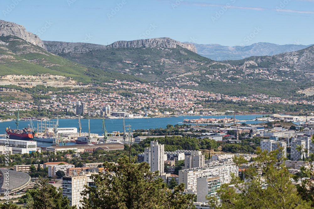 Salona and the port activities of Split seen from the Marjan Hill