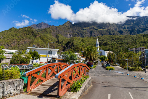 Cilaos, Reunion Island - Downtown and the church photo