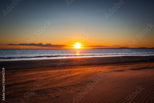 Playa de las Arenas beach by the Mediterranean Sea in Valencia at sunrise. Spain © Patryk Kosmider