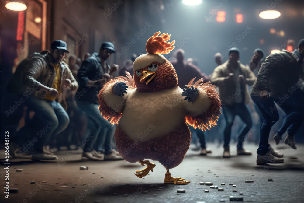 Chicken Rapper on the Street Huhn Hahn Abstrakt Illustration Digital Art Hintergrund Background Cover Generative AI Cartoon Fantasy Chicken Rapper on the Street Huhn Hahn Abstrakt Illustration Digital Art Hintergrund Background Cover Generative AI Cartoon Fantasy