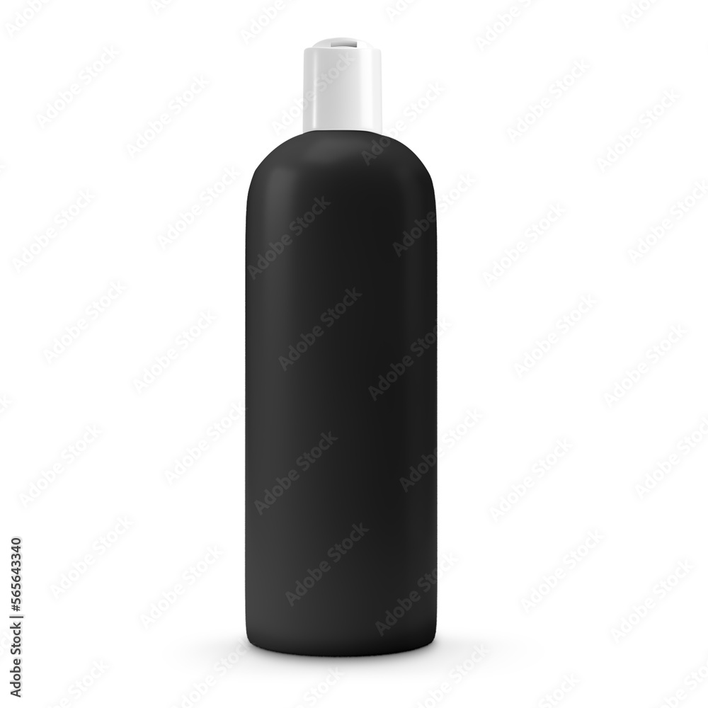 Black flip lid bottle isolated