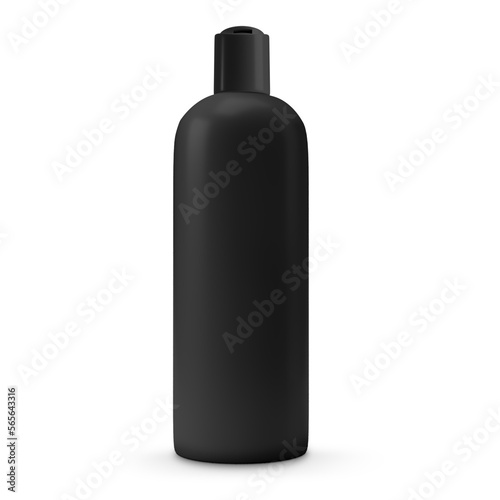 Black bottle with press type lid isolated