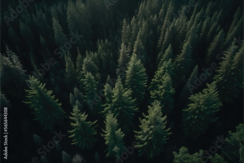 Pine forest aerial view