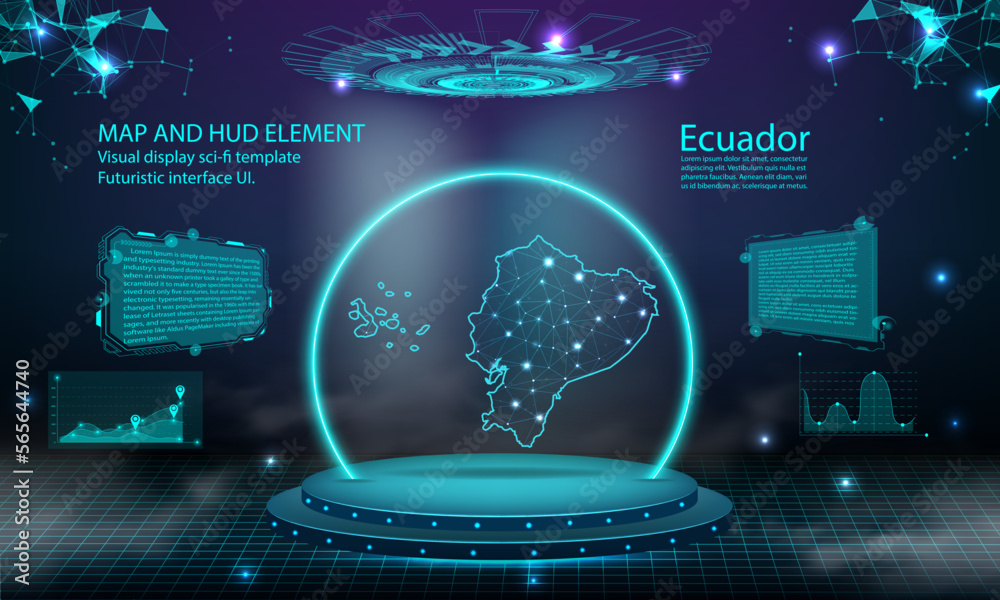 Ecuador Technology ecuador map light connecting effect background. abstract digital ...