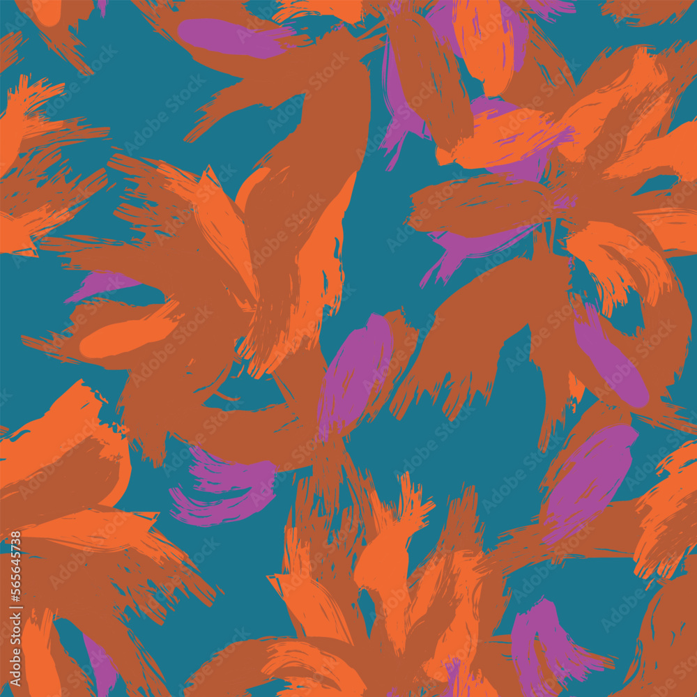 Floral Brush strokes Seamless Pattern Design Floral Brush strokes Seamless Pattern Design