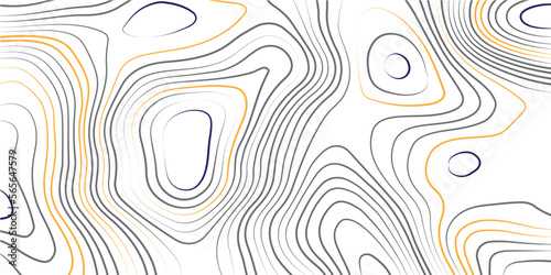 Abstract white, orange topographic map lines and cercle background. Abstract vector illustration. The stylized height of the topographic contour in lines and contours.