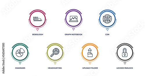 business pack outline icons with infographic template Fototapet