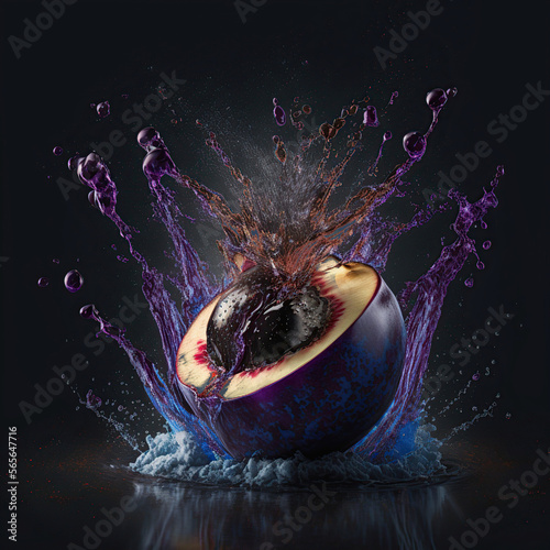Tela exploding fruits -splashing plum
