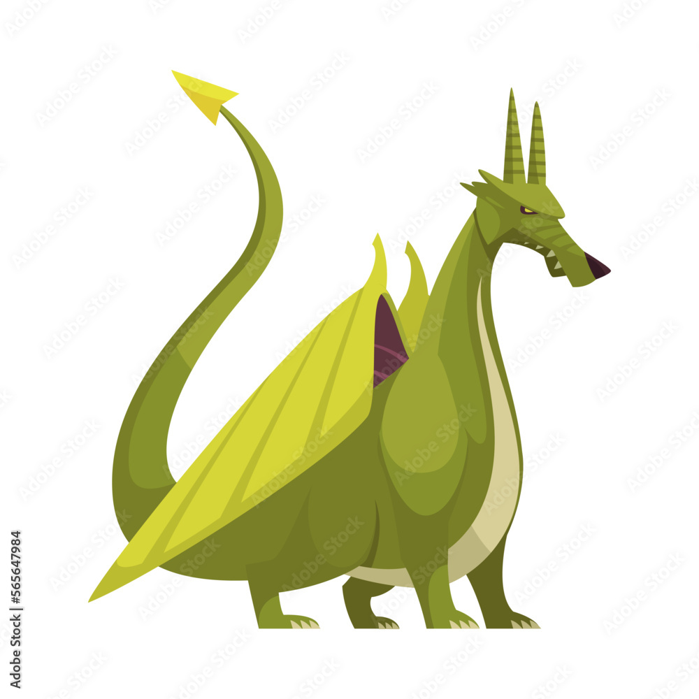 Fototapeta premium Green Dragon Cartoon Composition