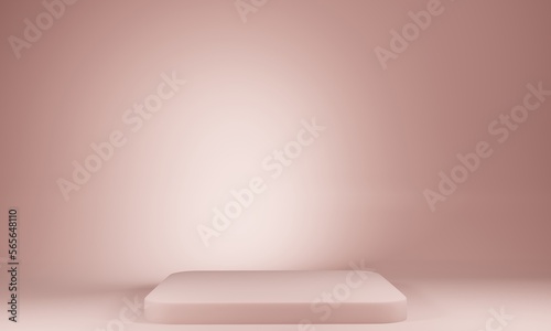 3d Illustration of podium colored pink on pink background. product presentation. 