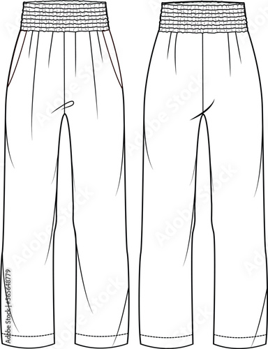 UNISEX BOTTOM WEAR JOGGERS FRONT AND BACK FASHION FLAT DESIGN VECTOR