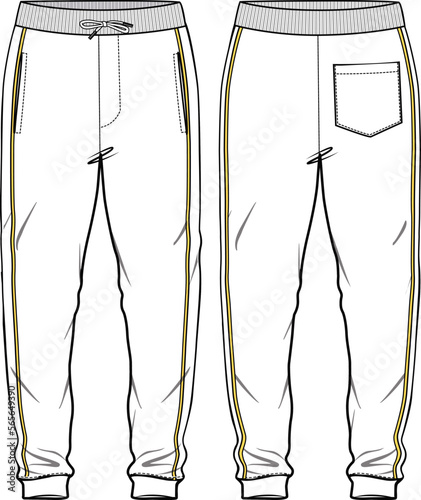 UNISEX BOTTOM WEAR JOGGERS FRONT AND BACK FASHION FLAT DESIGN VECTOR