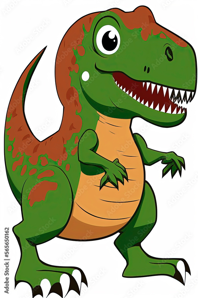 Dinosaur t-rex, cute small, cartoon. Generative AI