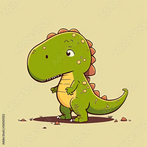 Dinosaur t-rex  cute small  cartoon. Generative AI