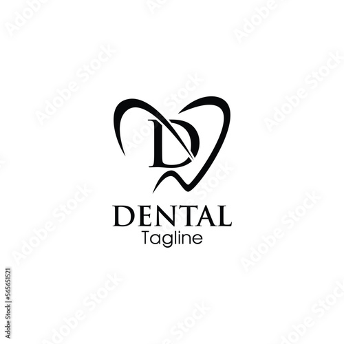 abstract and simple letter d dental logo design