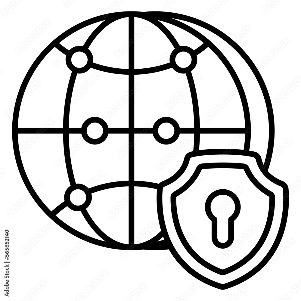 Conceptual linear design icon of global security Conceptual linear design icon of global security