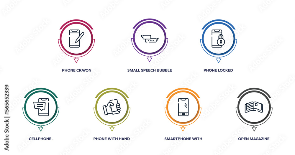 communication and media outline icons with infographic template. thin line icons such as phone crayon, small speech bubble, phone locked, cellphone ., phone with hand, smartphone with three buttons, communication and media outline icons with infographic template. thin line icons such as phone crayon, small speech bubble, phone locked, cellphone ., phone with hand, smartphone with three buttons,