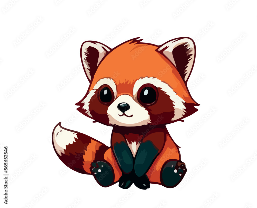 Cartoon red panda on a white background.Vector illustration Stock