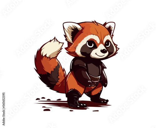Cartoon red panda on a white background.Vector illustration