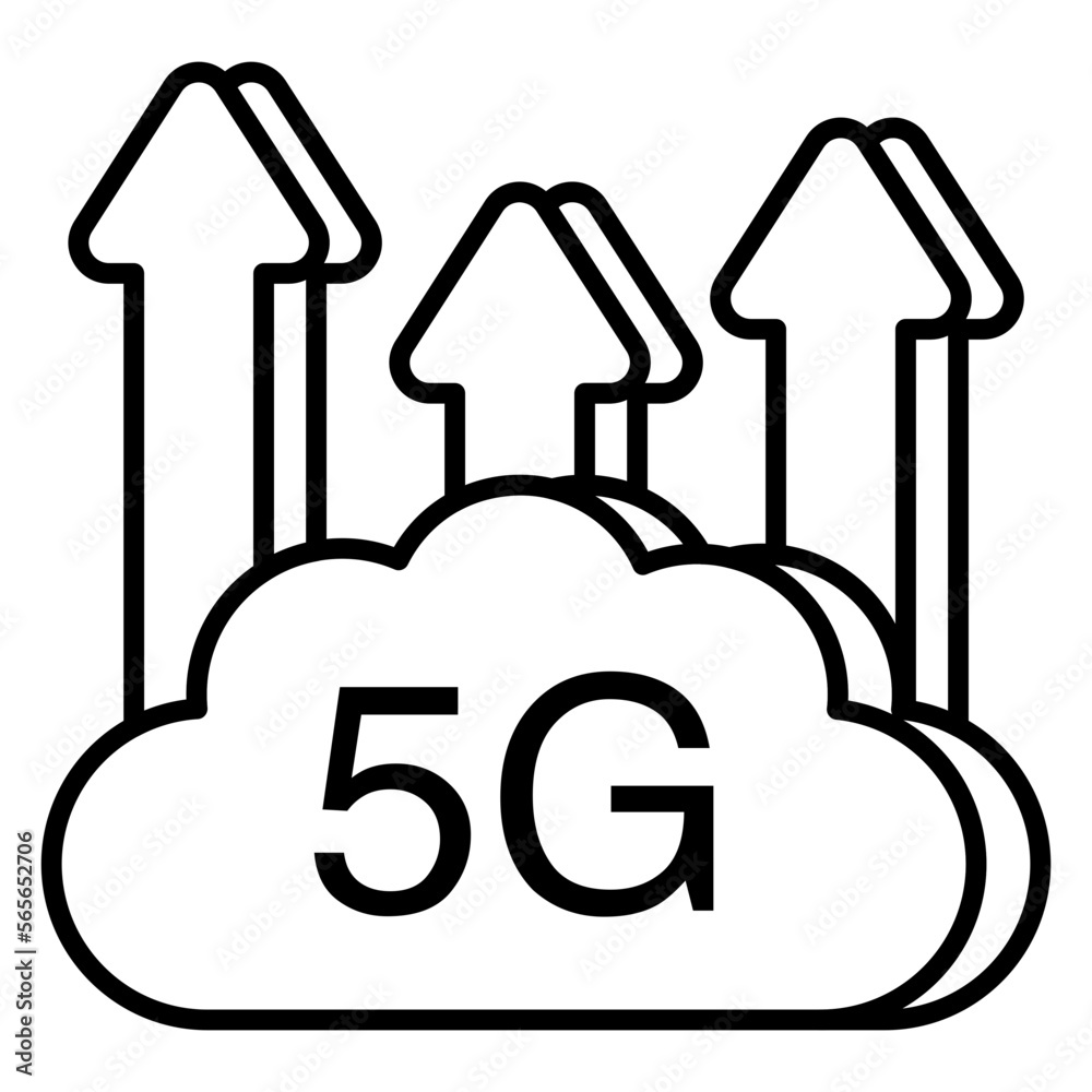A linear design icon of cloud 5g network A linear design icon of cloud 5g network