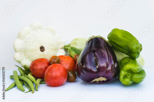 Heap of frehs vegetables on white background