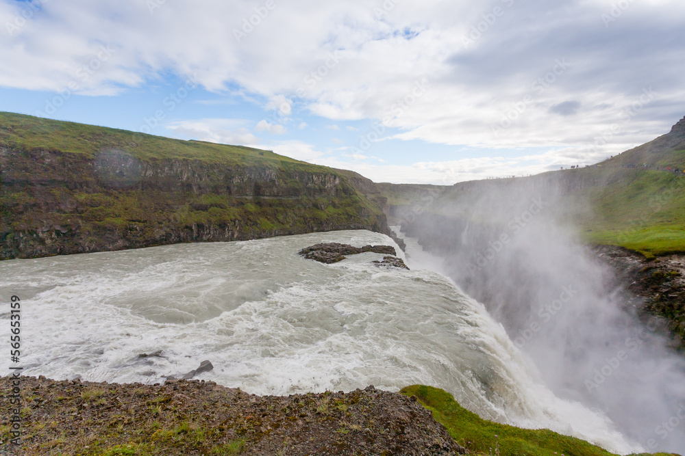 Gullfoss falls in summer season view, Iceland Gullfoss falls in summer season view, Iceland