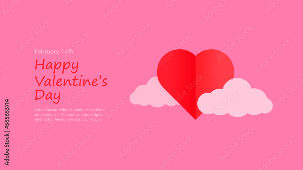 happy Valentines day concept card in paper cut style