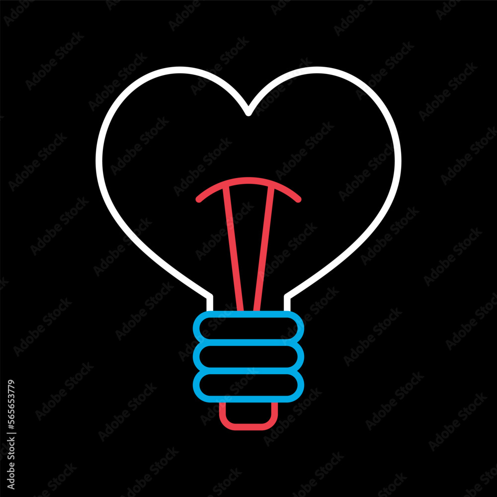 Heart shape in light bulb vector icon isolated Heart shape in light bulb vector icon isolated