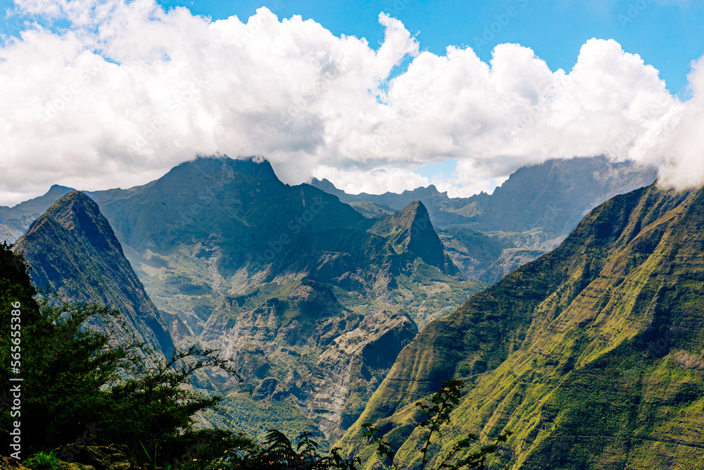 Reunion Island - Scenic view of Mafate cirque Reunion Island - Scenic view of Mafate cirque