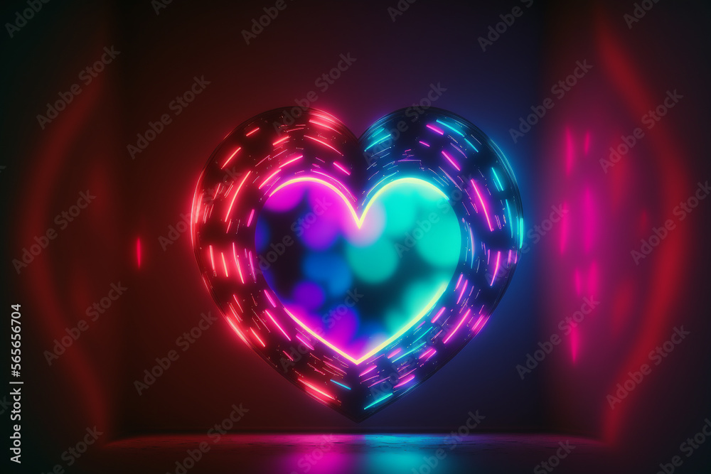 Valentine love heart background Generative AI
