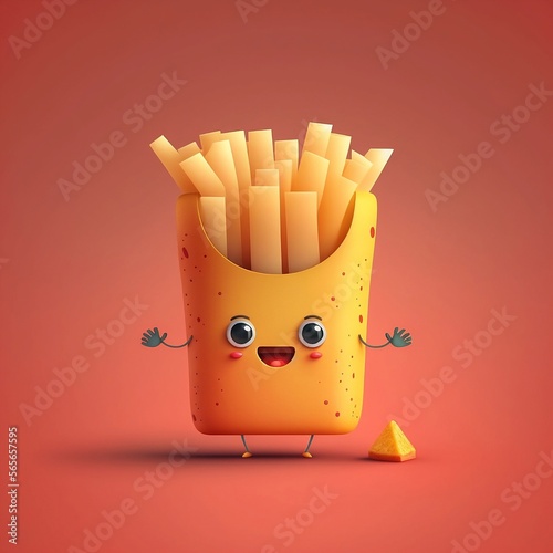 Cute French Fries Character, character design, generative ai