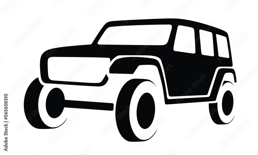 Car Silhouette 4x4 - Vector for logo, icons, illustration, coloring book … – Auto garage dealership brand identity design elements.