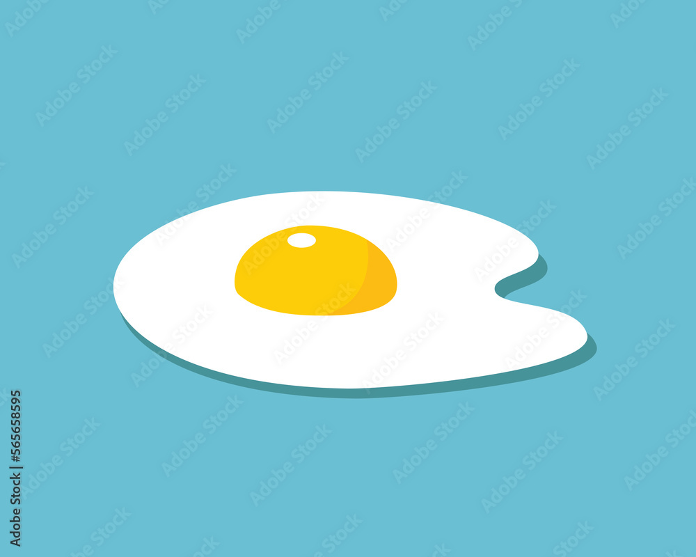 Fried egg flat style. Egg icon on a blue background. Raw egg yolk. Fried egg flat style. Egg icon on a blue background. Raw egg yolk.